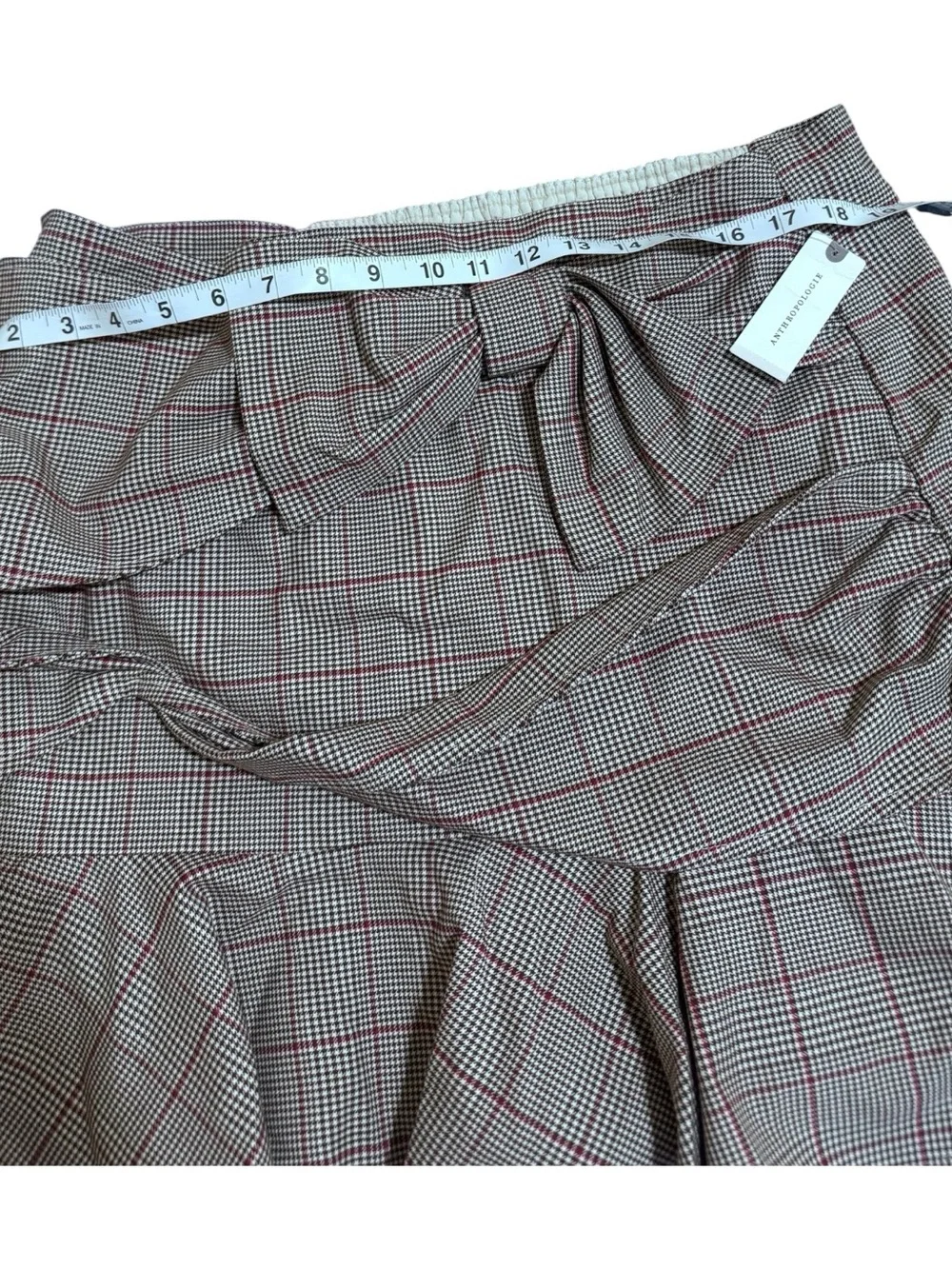 Maeve Gray Plaid Ruffle Mini Skirt with Bow